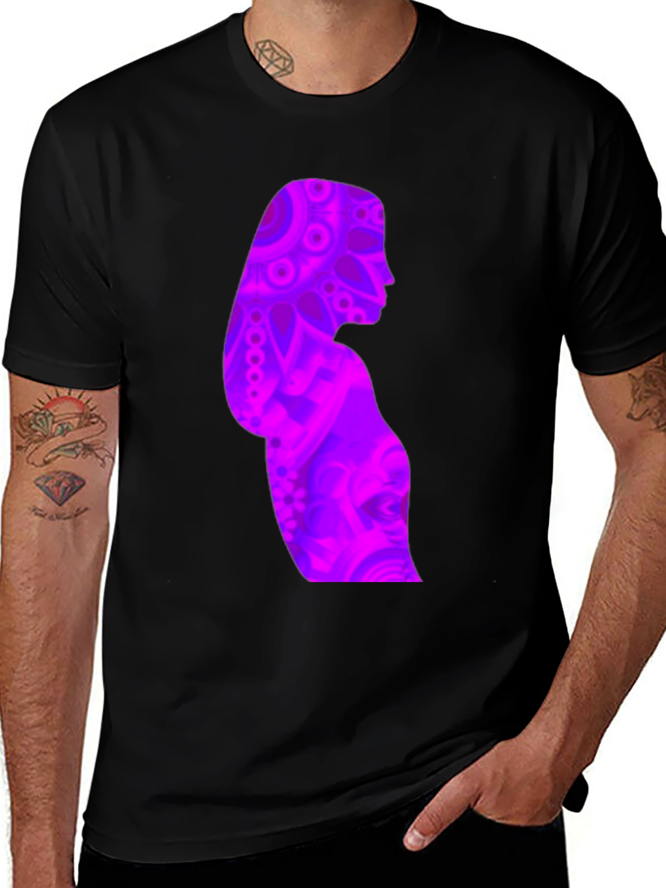 Woman Silhouette Graphic Print Black T-Shirt