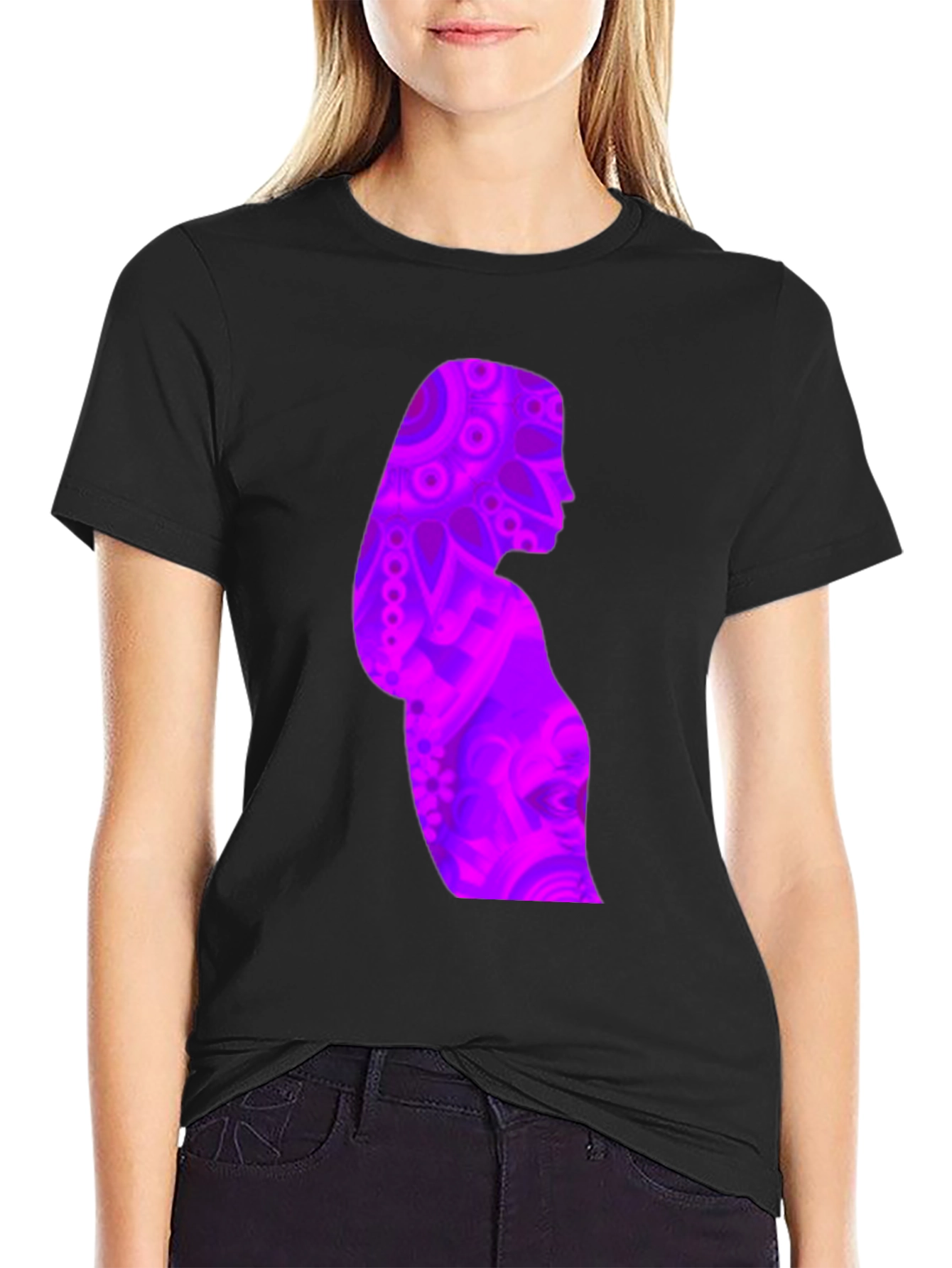 Woman Silhouette Graphic Print Black T-Shirt