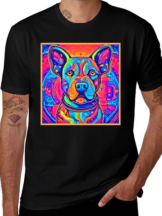 Vibrant Dog Graphic Tee - Unique Colorful Design