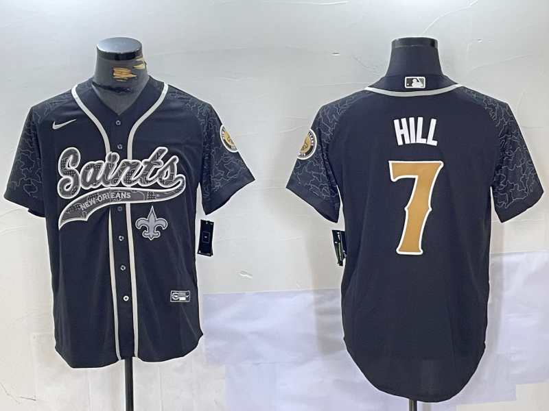 Men's New Orleans Saints Taysom Hill #7 Black RFLCTV Limited Jerseys