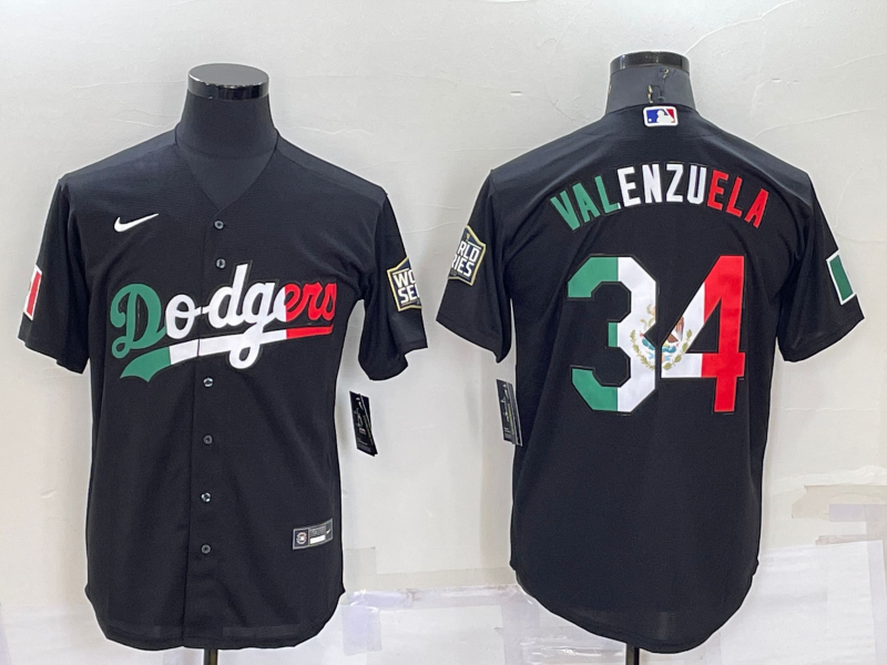 Men's Los Angeles Dodgers Fernando Valenzuela #34 Black Player Jerseys