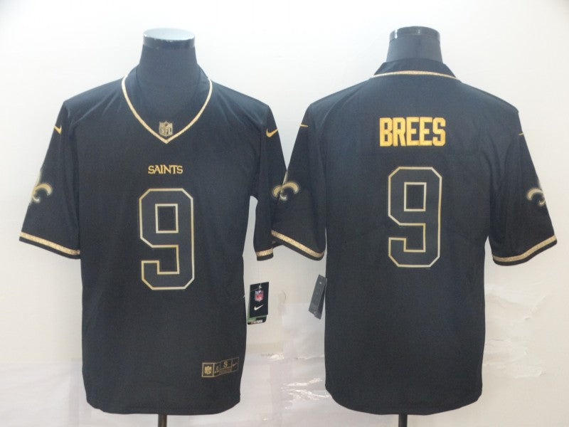Men's New Orleans Saints #9 Drew Brees Black Team Color Game Jerseys