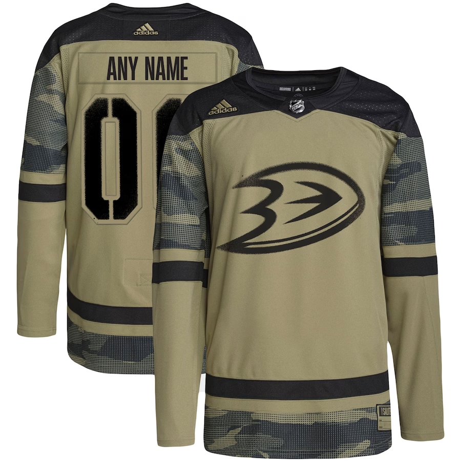 Men's Anaheim Ducks Camo Military Appreciation Team Authentic Custom Practice Jerseys