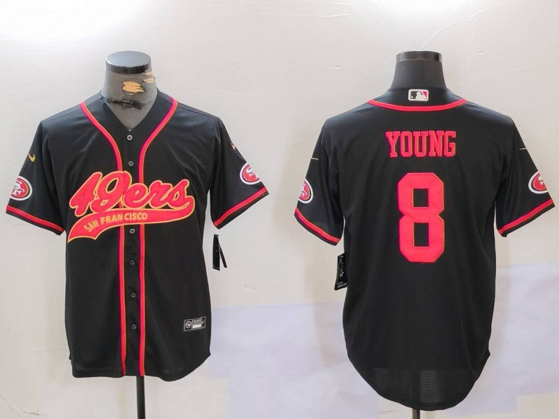 Men's San Francisco 49ers Steve Young #8 Black Game Player Jerseys
