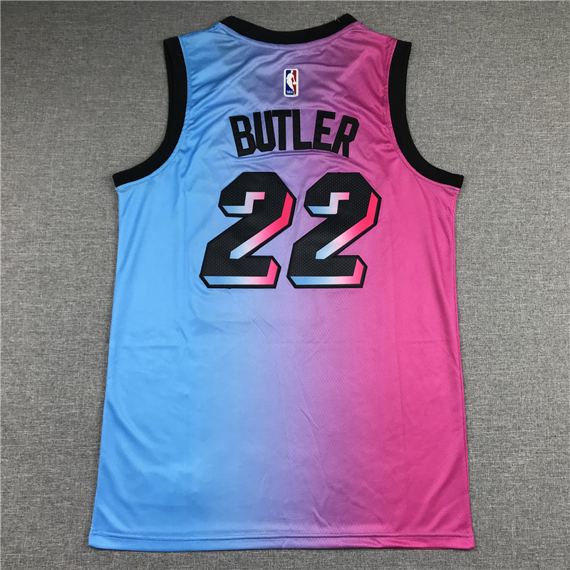 Men's Miami Heat Jimmy Butler #22 NBA Pink Blue Swingman Jerseys - City Edition