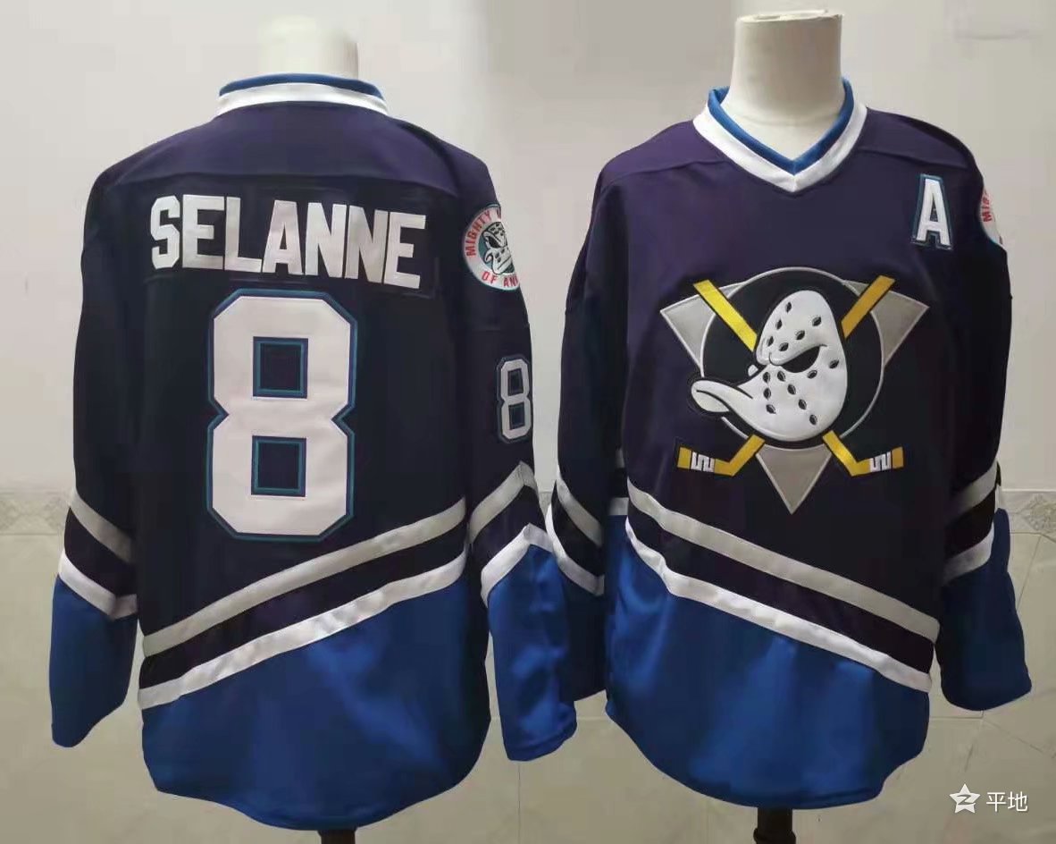 Men's Anaheim Ducks Selanne Mitchell #8 Navy Breakaway Player Jerseys