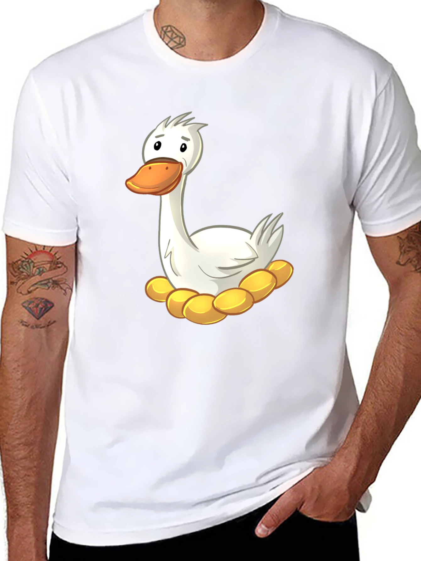 Funny Goose on Nest Graphic T-Shirt