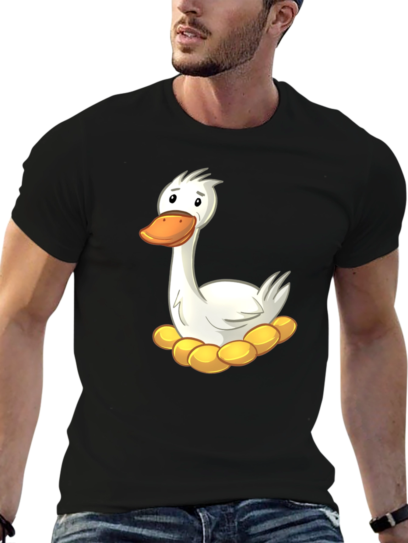 Funny Goose on Nest Graphic T-Shirt