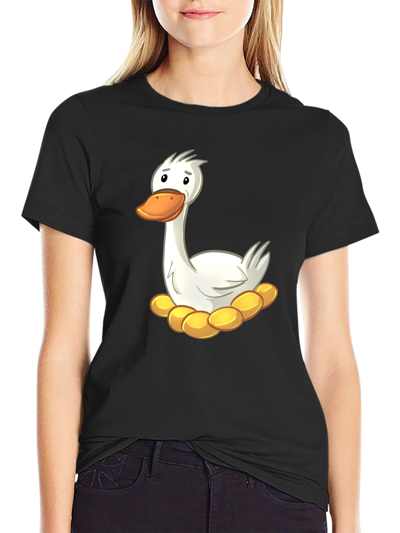 Funny Goose on Nest Graphic T-Shirt