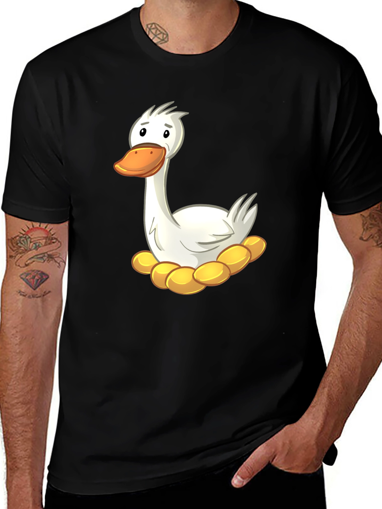 Funny Goose on Nest Graphic T-Shirt