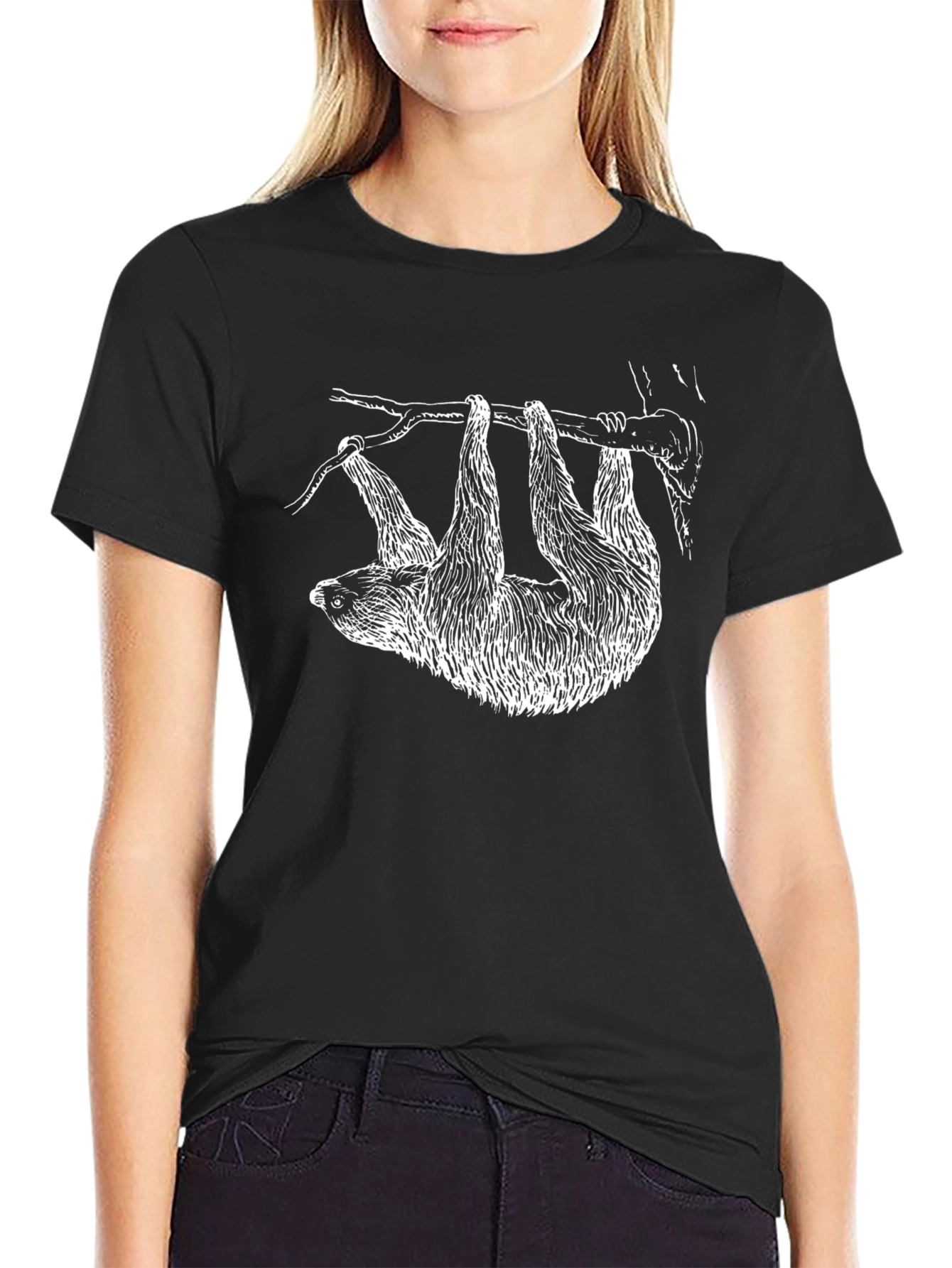 Sloth Graphic Black T-Shirt