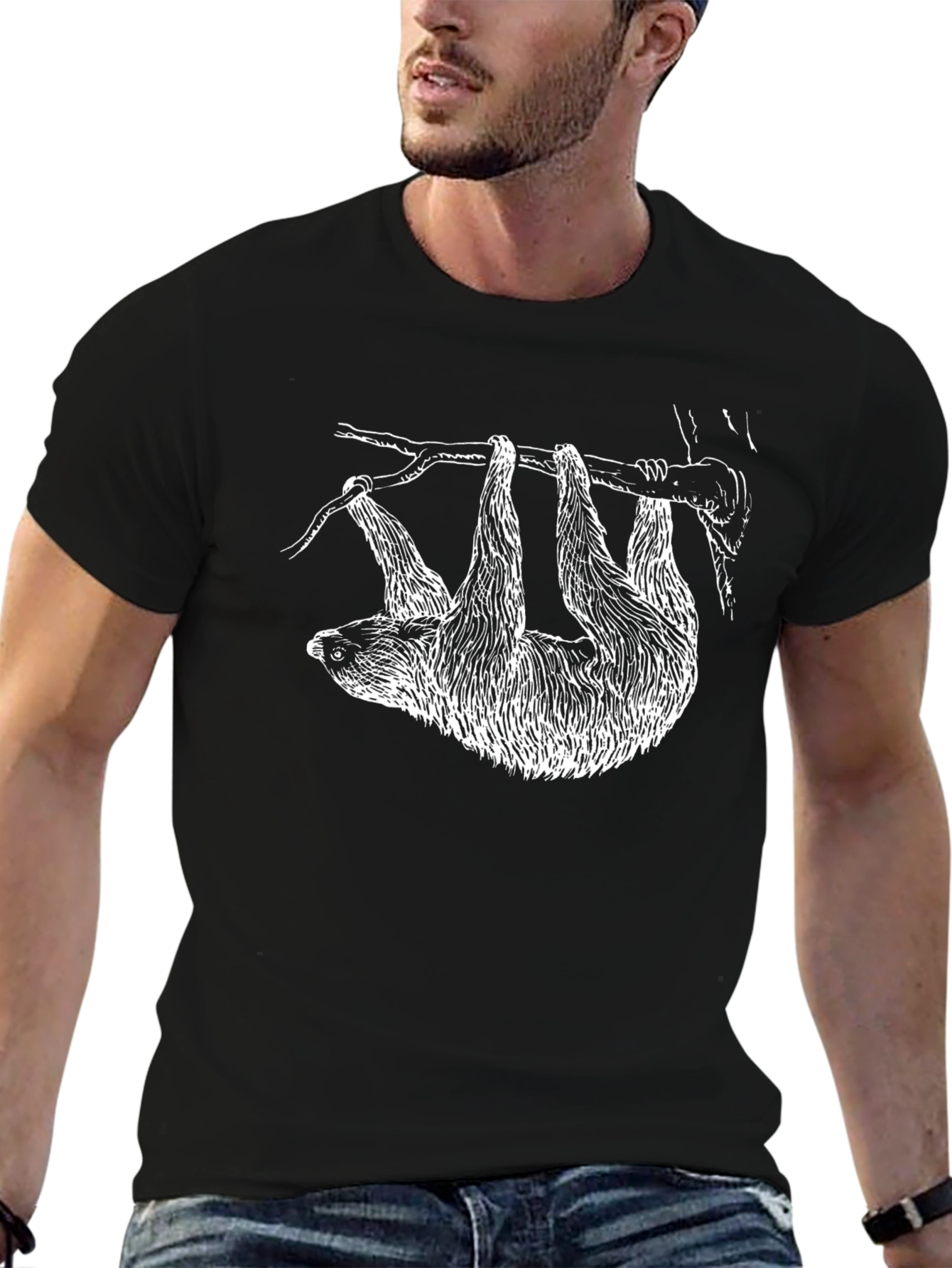 Sloth Graphic Black T-Shirt