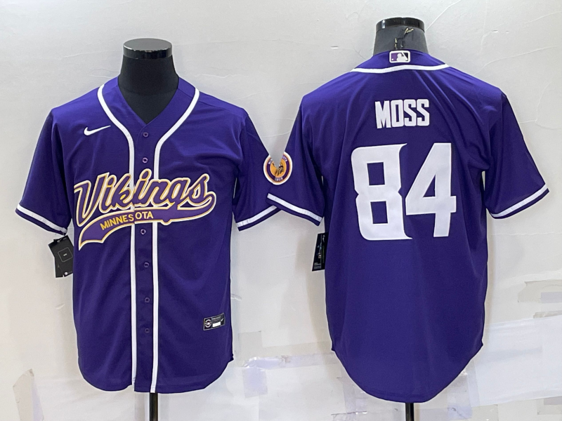 Men's Minnesota Vikings Randy Moss #84 Purple Game Jerseys Joint Edition
