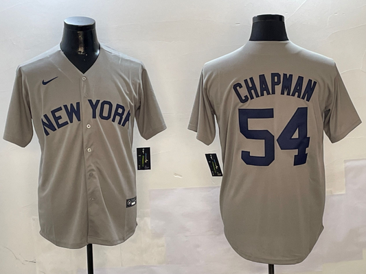 Men's New York Yankees Aroldis Chapman #54 Gray Away Limited Player Jerseys