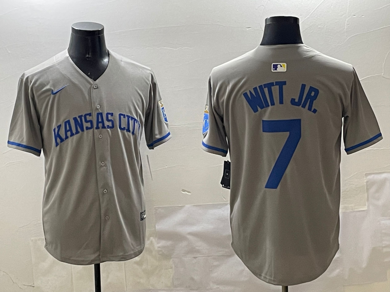 Men's Kansas City Royals Bobby Witt Jr. #7 Gray Limited Player Jerseys