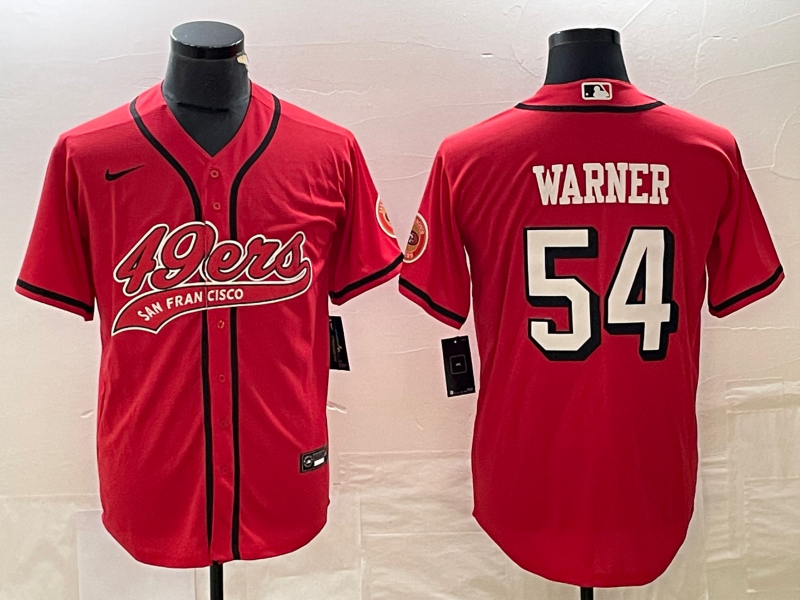 Men's San Francisco 49ers Fred Warner #54 Red Game Jerseys Joint Edition