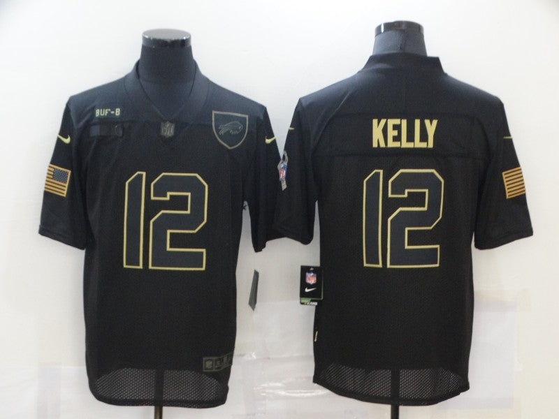 Men's Buffalo Bills Jim Kelly #12 Black Player Game Jerseys