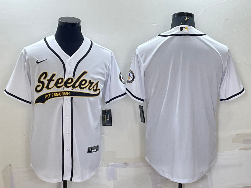 Men's Pittsburgh Steelers White Blank Jerseys