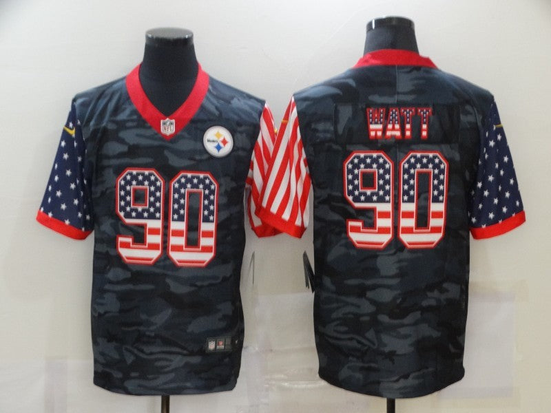 Men's Pittsburgh Steelers T.J. Watt #90 Gray Camouflage Game Player Jerseys