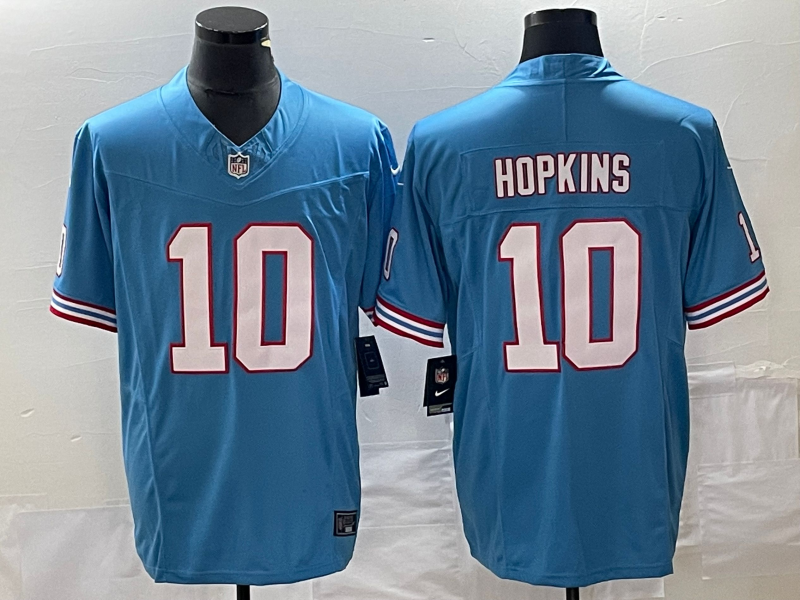 Men's Tennessee Titans DeAndre Hopkins #10 Light Blue Oilers Throwback Player Game Jerseys