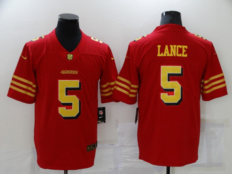 Men's San Francisco 49ers Trey Lance #5 Red Game Player Jerseys