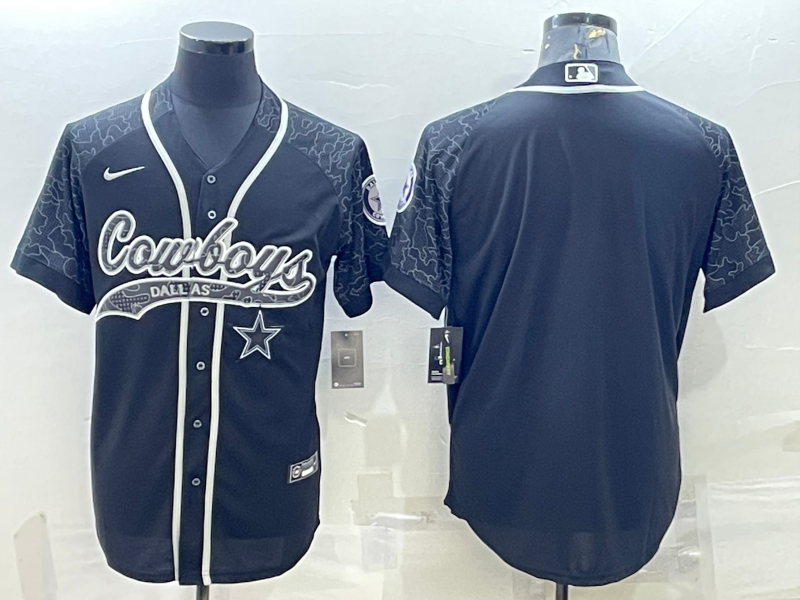 Men's Dallas Cowboys Black RFLCTV Limited Blank Jerseys