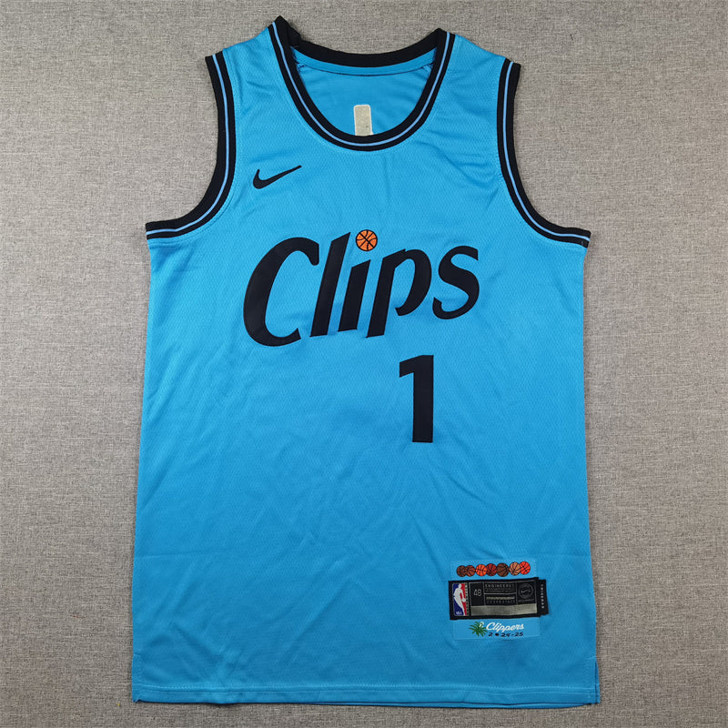 Men's LA Clippers James Harden #1 Light Blue 2024/25 Swingman Player Jerseys - City Edition