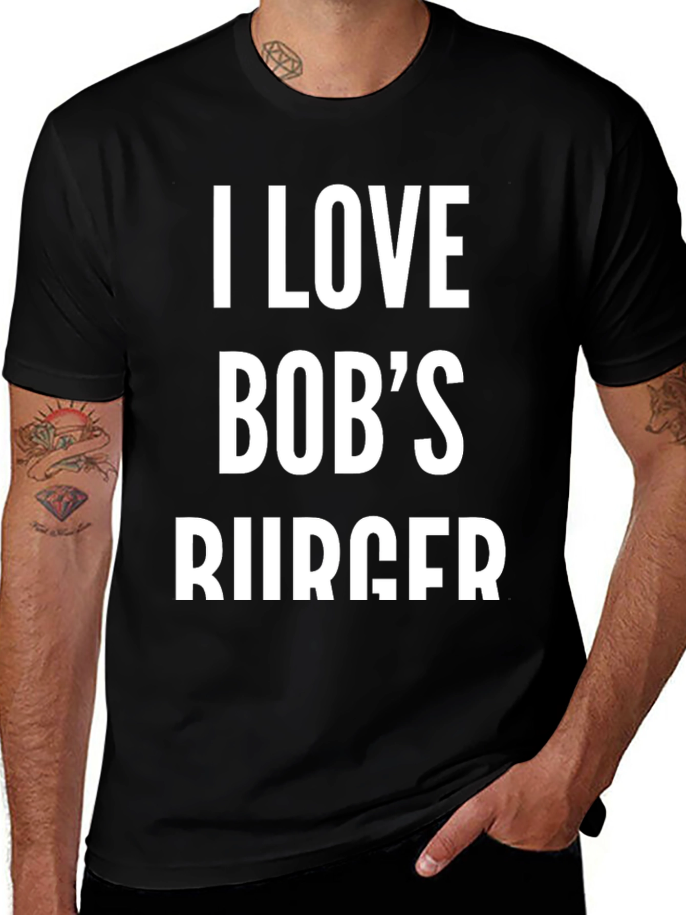 I Love Bobs Burger T-Shirt - Black Cotton Blend