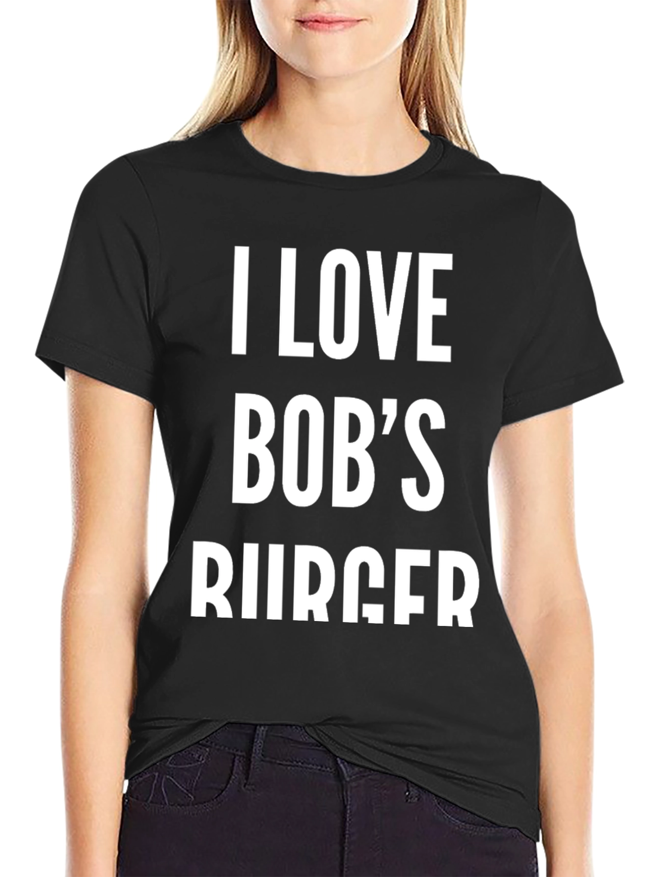 I Love Bobs Burger T-Shirt - Black Cotton Blend