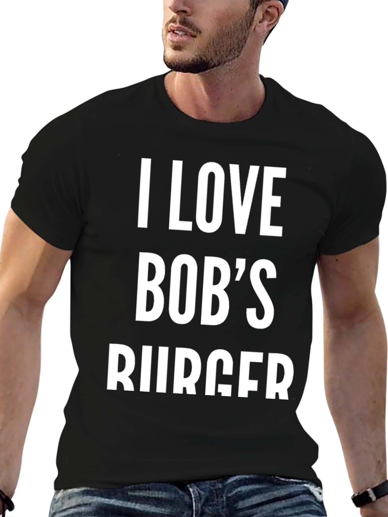 I Love Bobs Burger T-Shirt - Black Cotton Blend