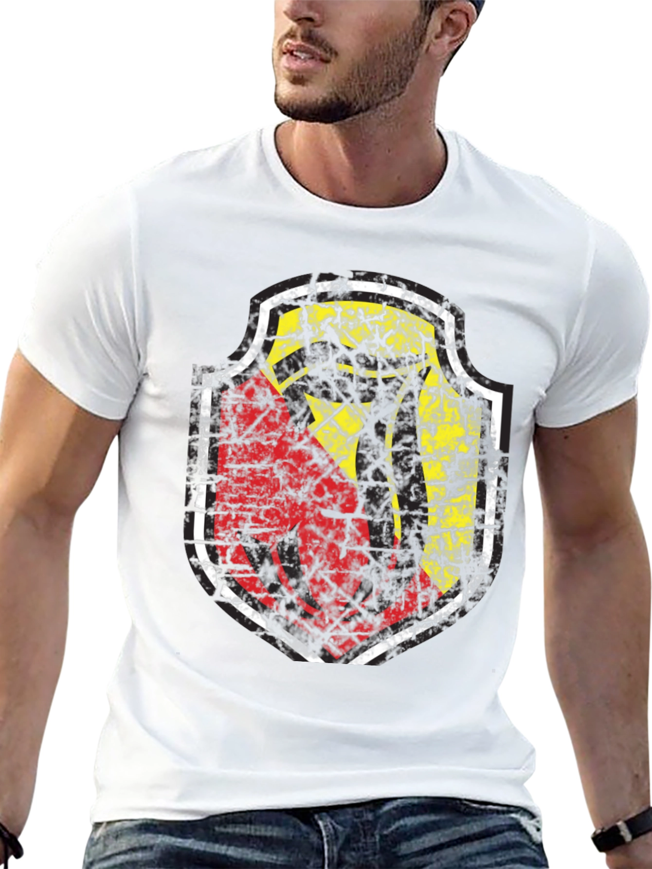 Distressed Shield Graphic Black T-Shirt