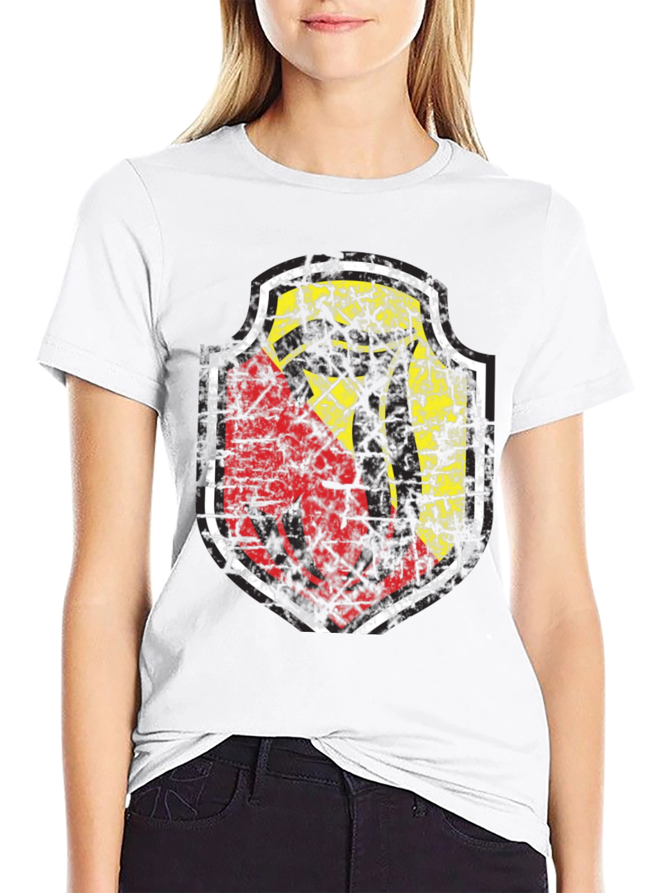 Distressed Shield Graphic Black T-Shirt