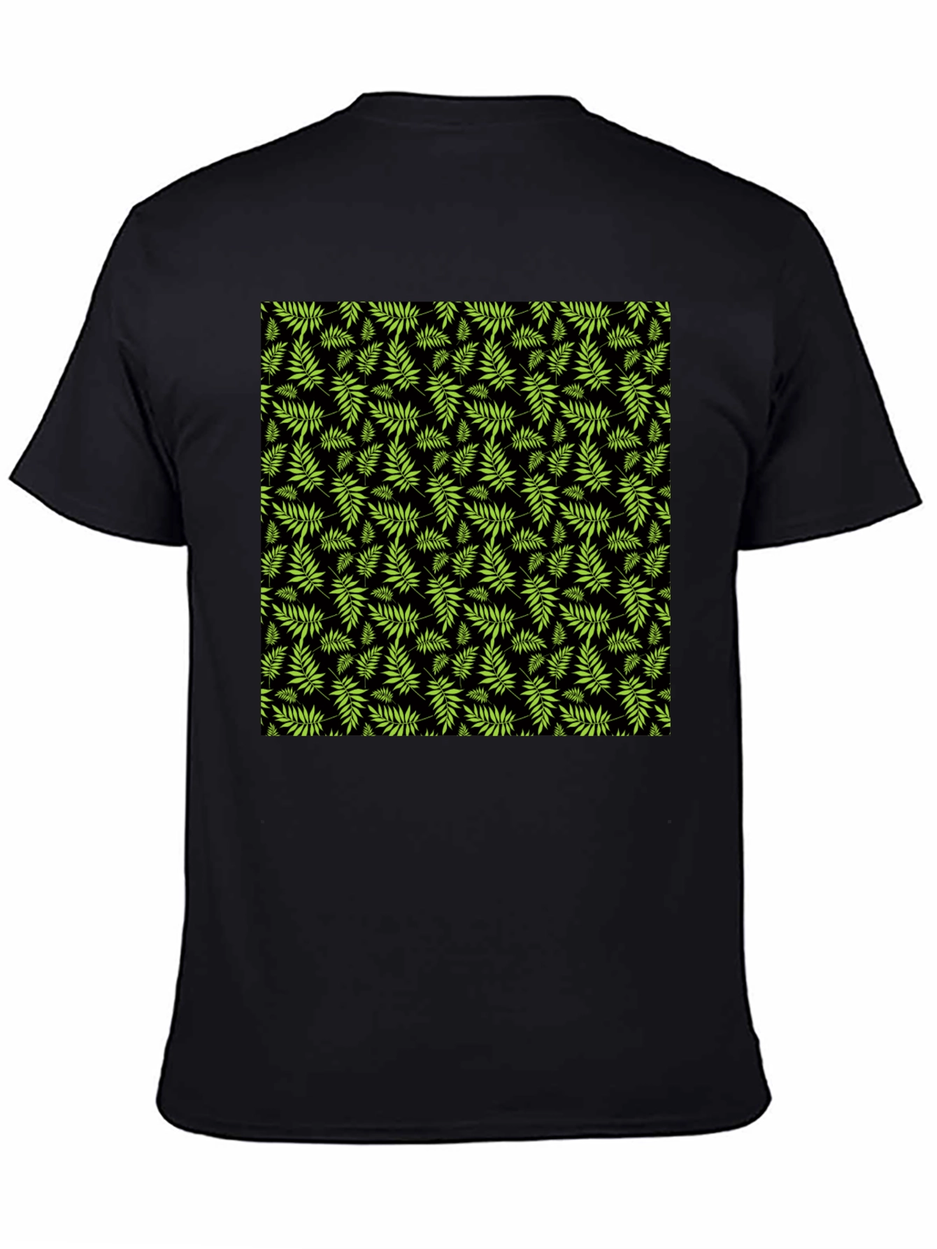 Tropical Leaf Print Black T-Shirt