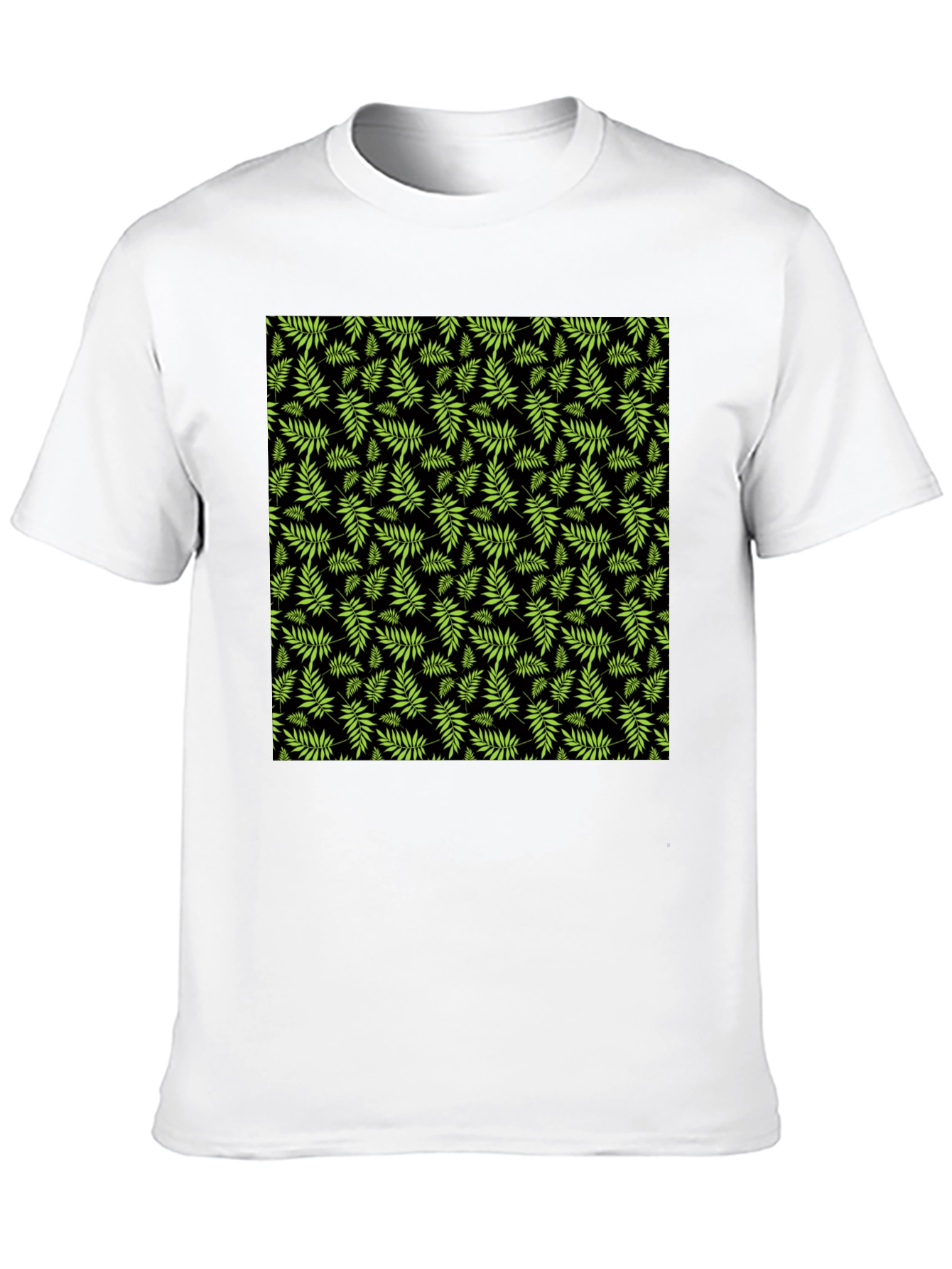 Tropical Leaf Print Black T-Shirt