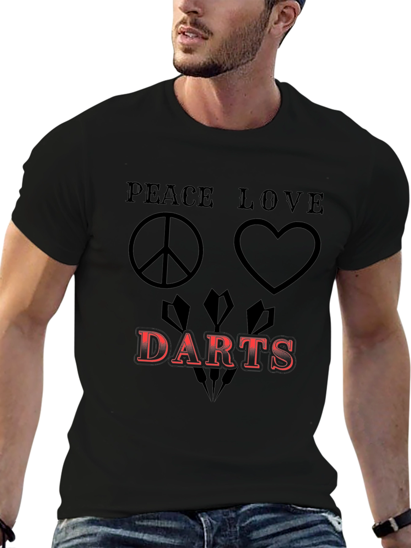 Peace Love Darts Black Graphic Tee