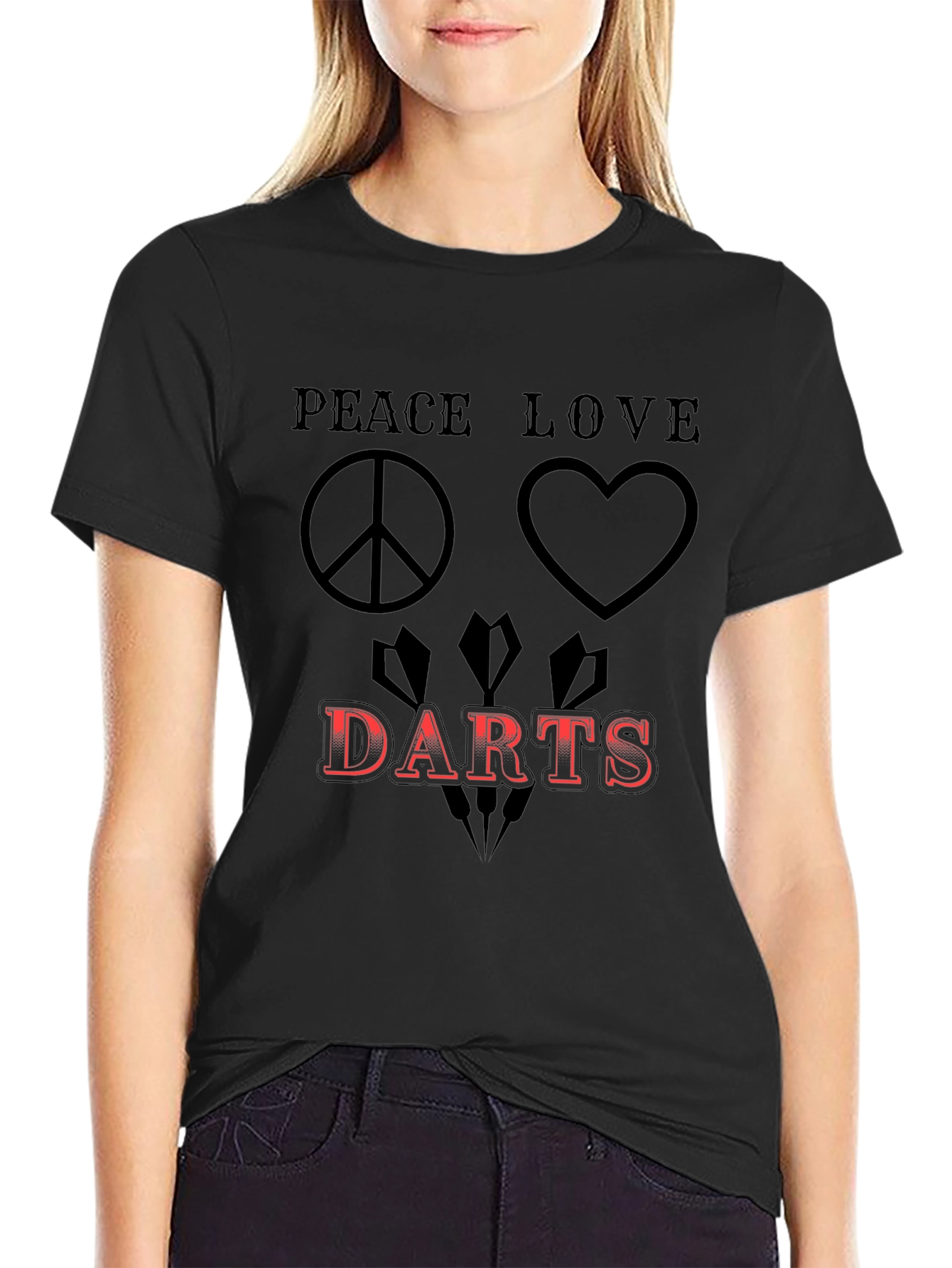Peace Love Darts Black Graphic Tee