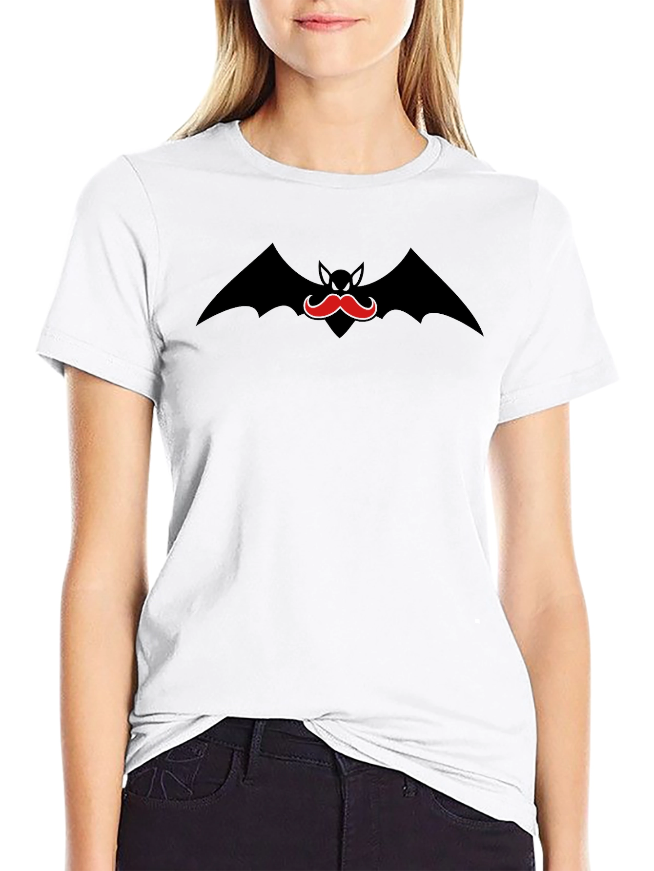 Bat Mustache Graphic Tee - Cool Black T-Shirt