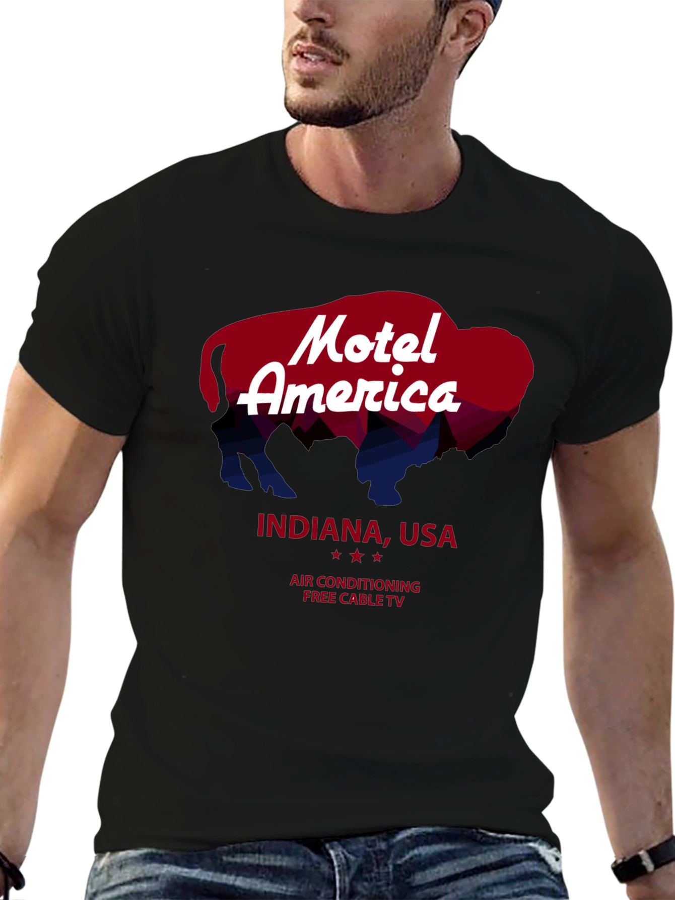 Motel America Indiana Tee - Retro Buffalo Graphic