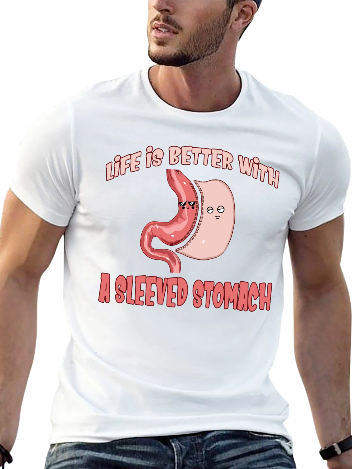 Life is Better with a Sleeved Stomach T-Shirt