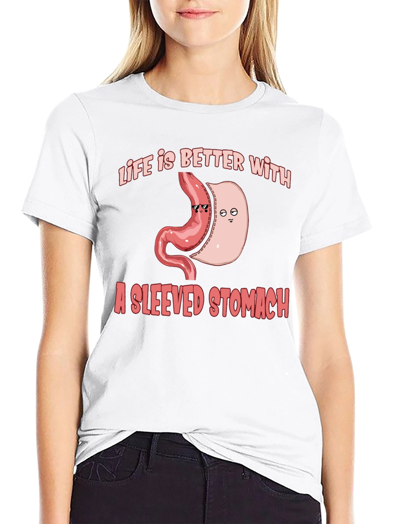 Life is Better with a Sleeved Stomach T-Shirt