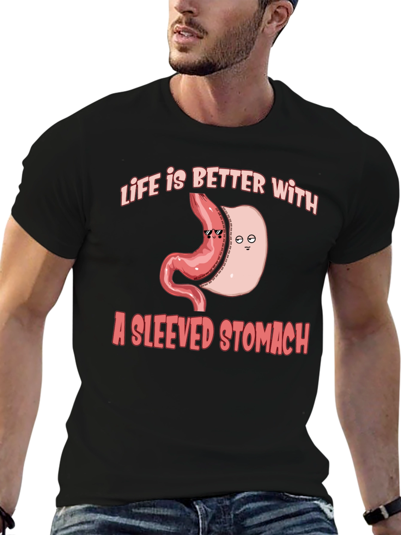 Life is Better with a Sleeved Stomach T-Shirt
