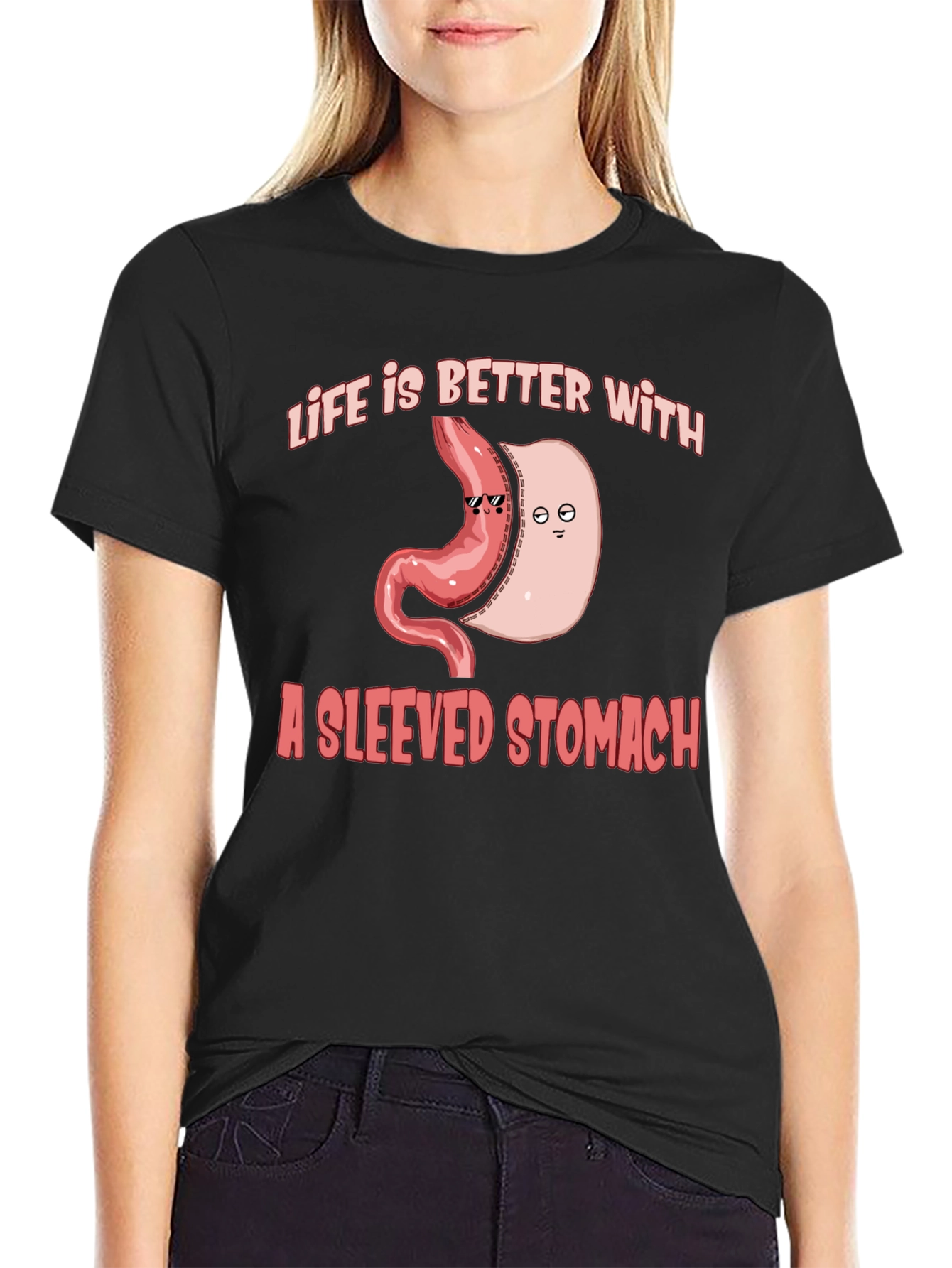 Life is Better with a Sleeved Stomach T-Shirt