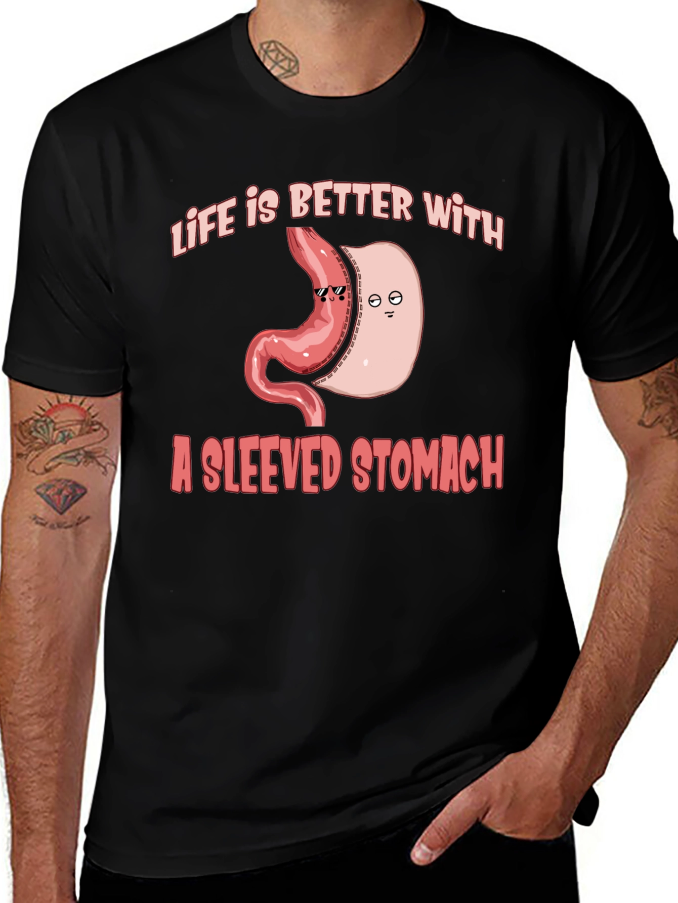 Life is Better with a Sleeved Stomach T-Shirt