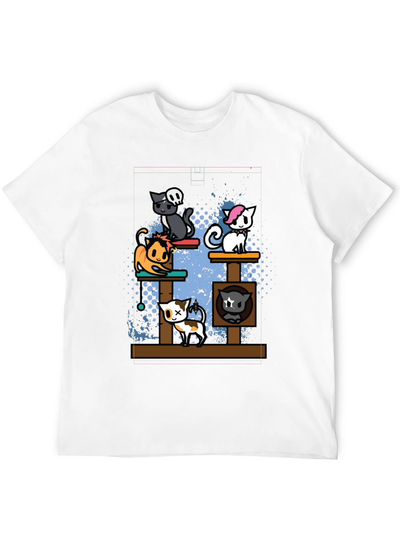 Cartoon Cats Black T-Shirt