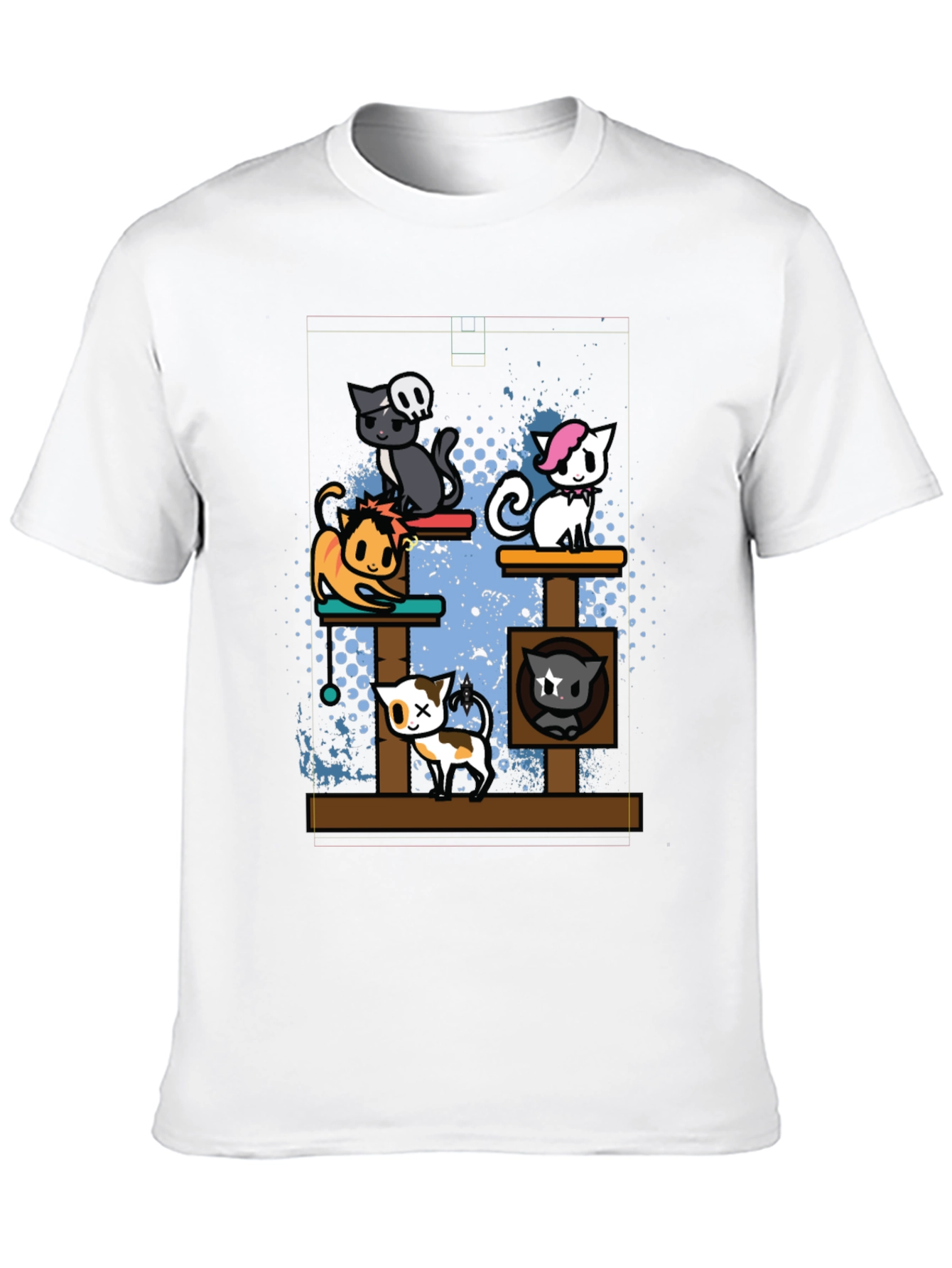 Cartoon Cats Black T-Shirt
