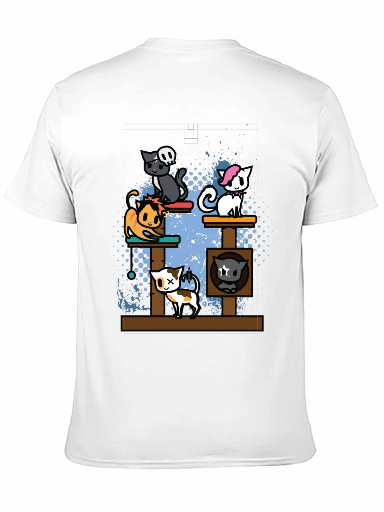 Cartoon Cats Black T-Shirt