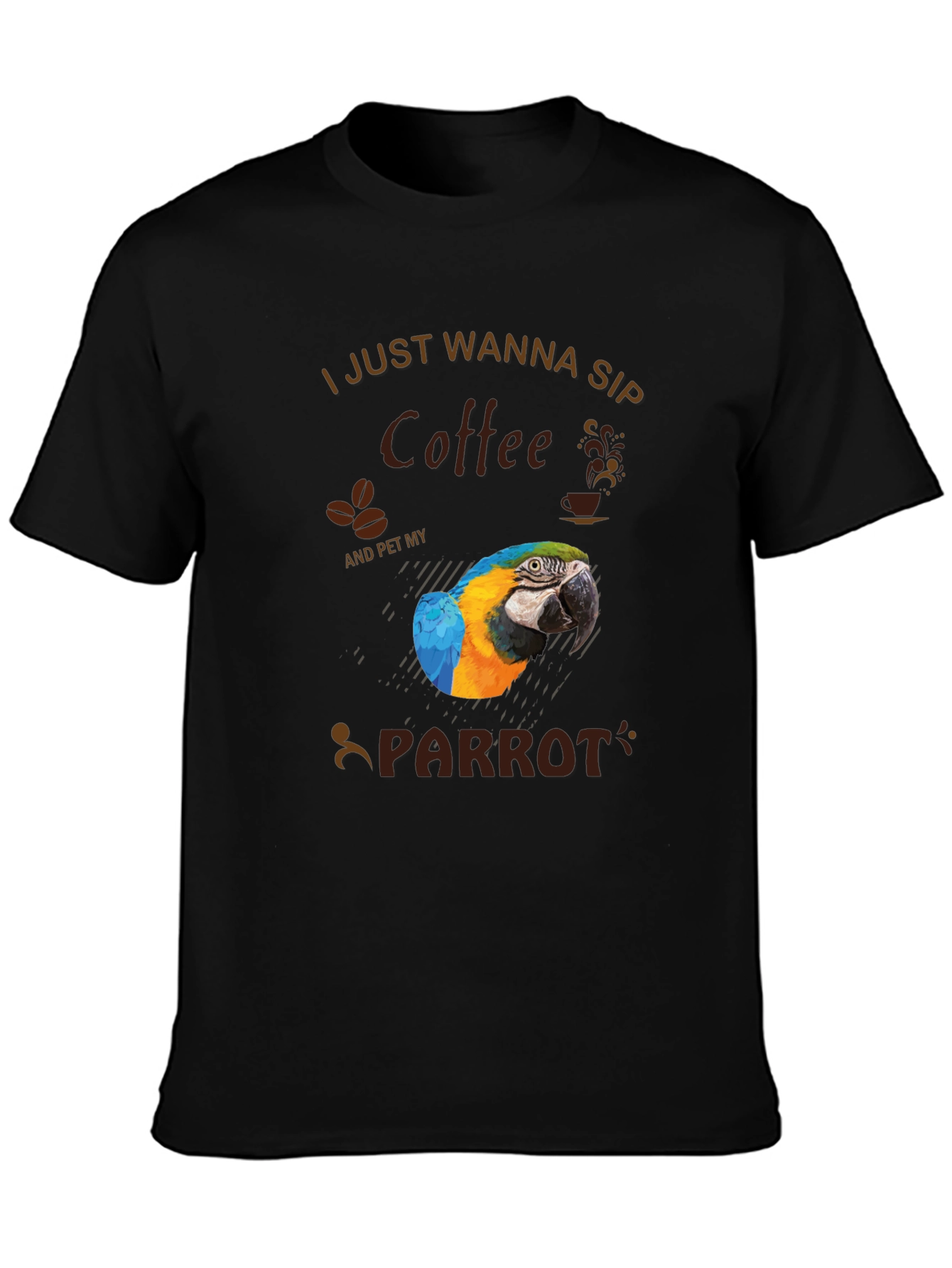 Coffee & Parrot Graphic T-Shirt