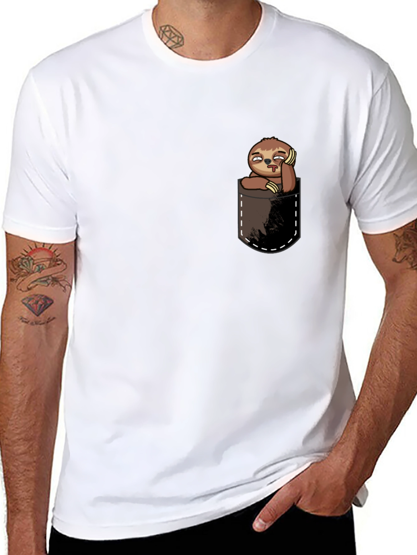 Sloth in Pocket Tee - Funny Graphic T-Shirt