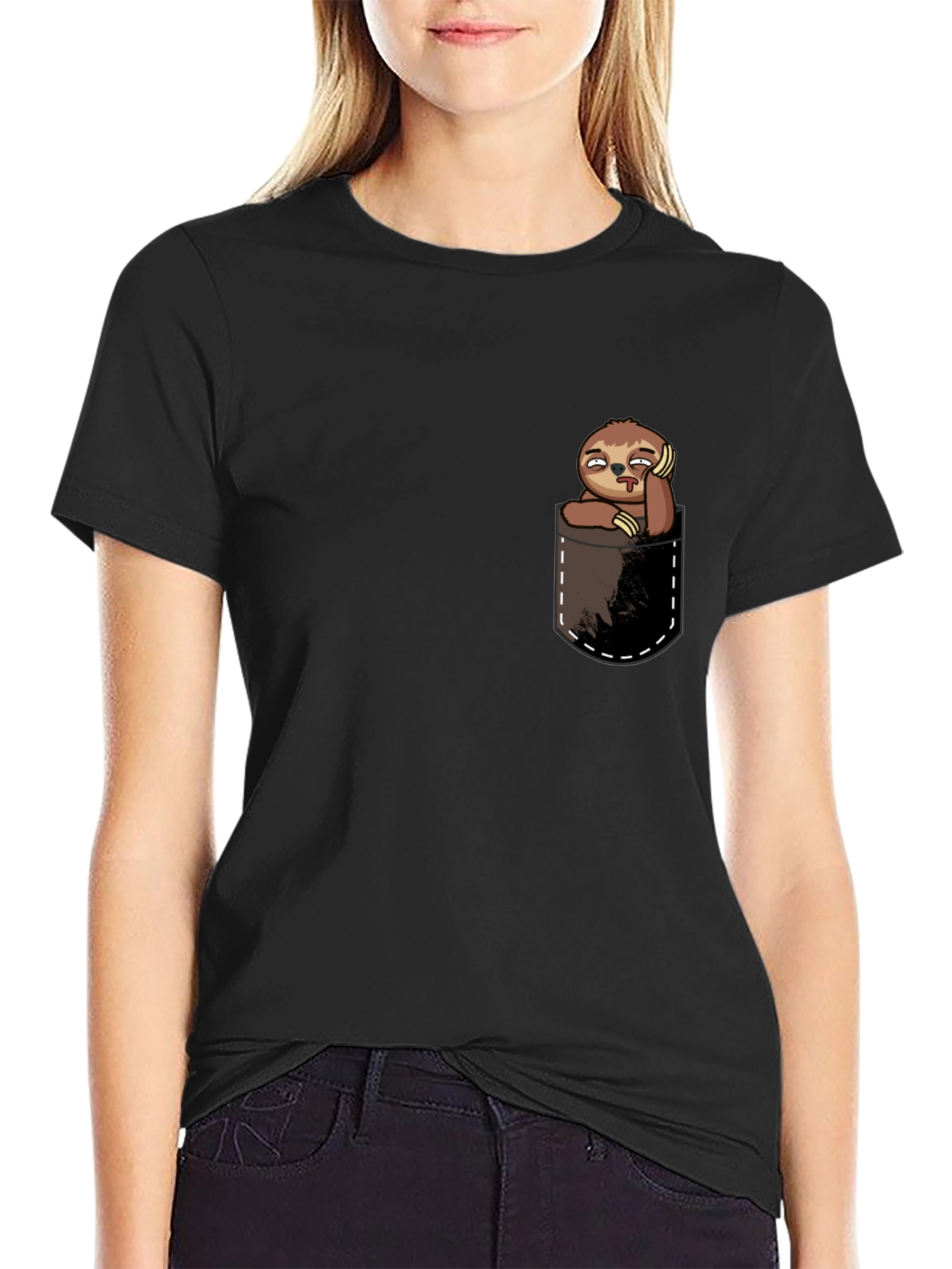 Sloth in Pocket Tee - Funny Graphic T-Shirt