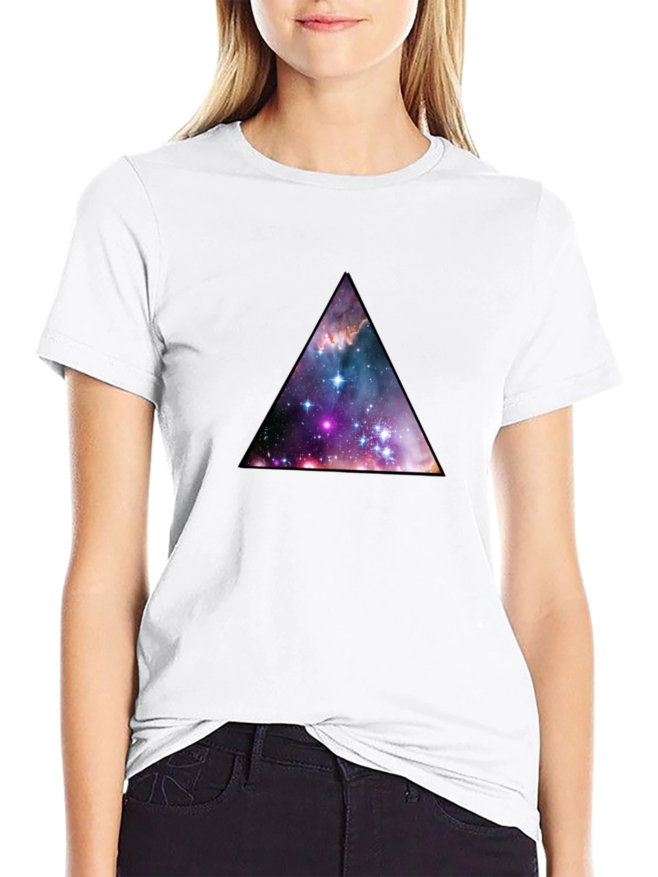 Galaxy Triangle Graphic Black T-Shirt